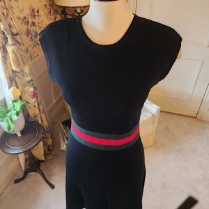 Versatile Black Dress with Red and Green Accents